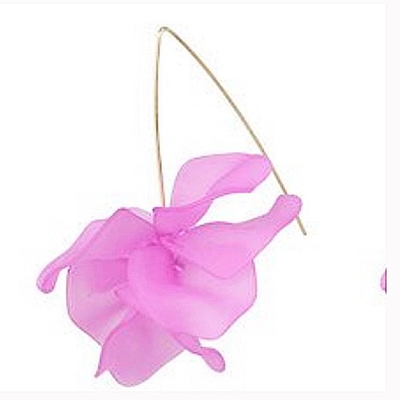 Purple  Flower Drop Earrings - Picture 3 of 4